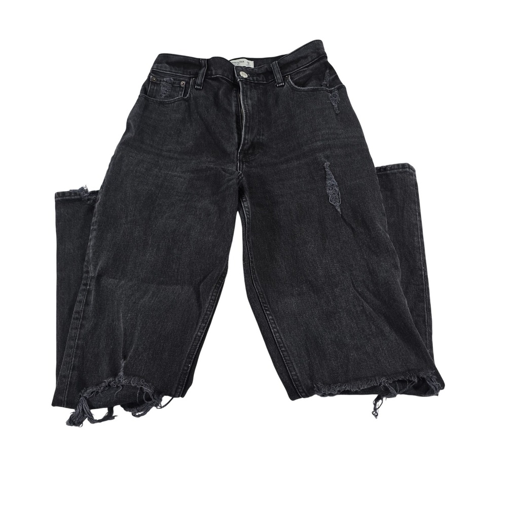 Abercrombie & Fitch Curve Love 90s Straight Ultra High Rise Black Jeans 26 2R